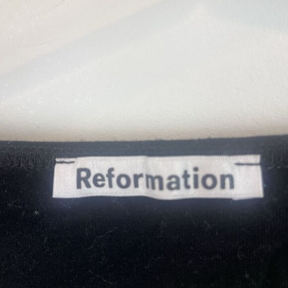 Reformation Corset Style Black Long Sleeve Shirt Size Small - Picture 3 of 6